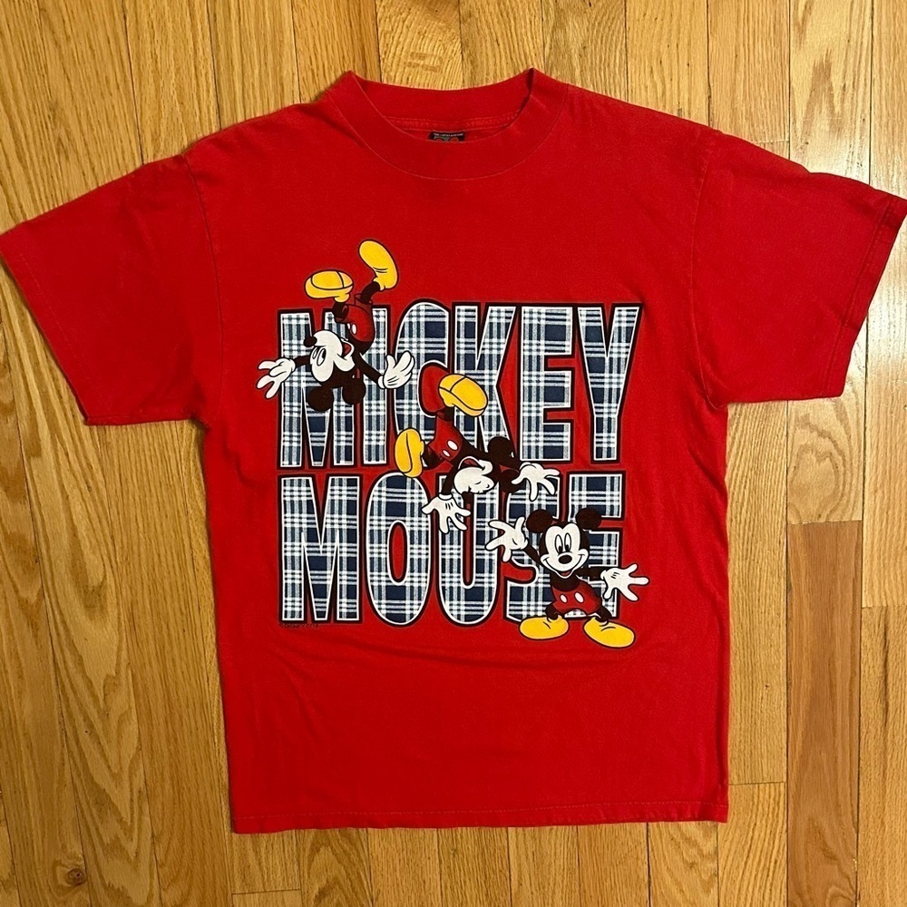 Vintage Disney Mickey Unlimited Jerry Leigh Plaid Mouse T Shirt Graphic L Rare